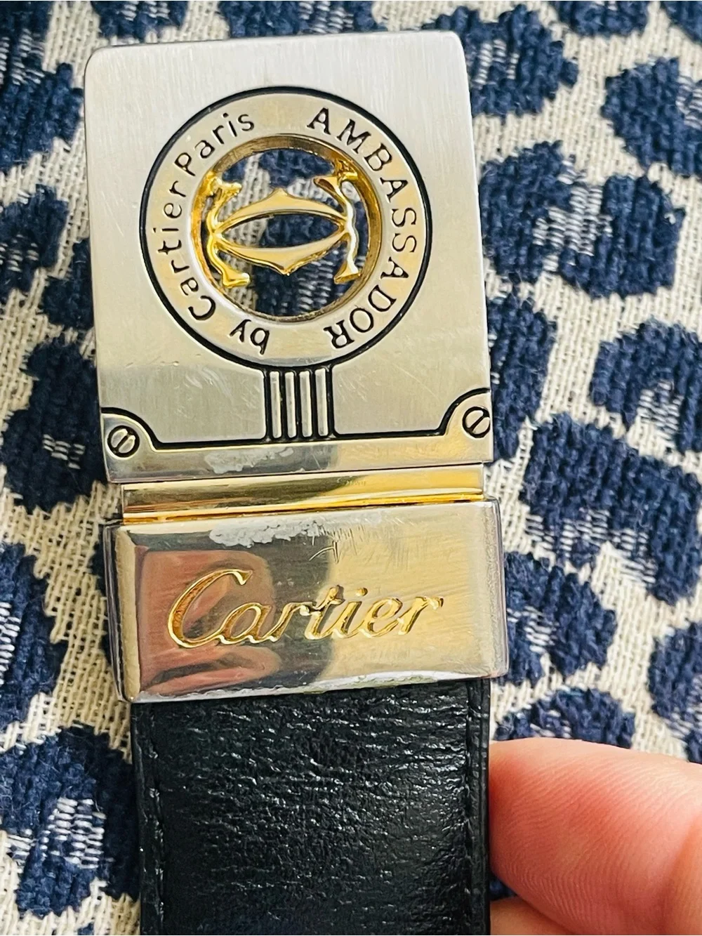 Vintage Cartier Ambassador by Cartier Paris Reversible Leather Belt 38”